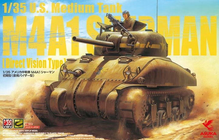 Asuka 1/35 U.S. Medium Tank M4A1 Sherman (Direct Vision Type) 35-025