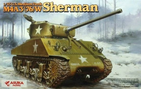 Asuka 1/35 U.S. Medium Tank M4A3(76)W Sherman 35-019