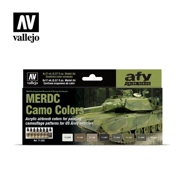 Vallejo Model Air MERDC Camo Colors: Camouflage Patterns for US Army Vehicles (8 colors) 71202