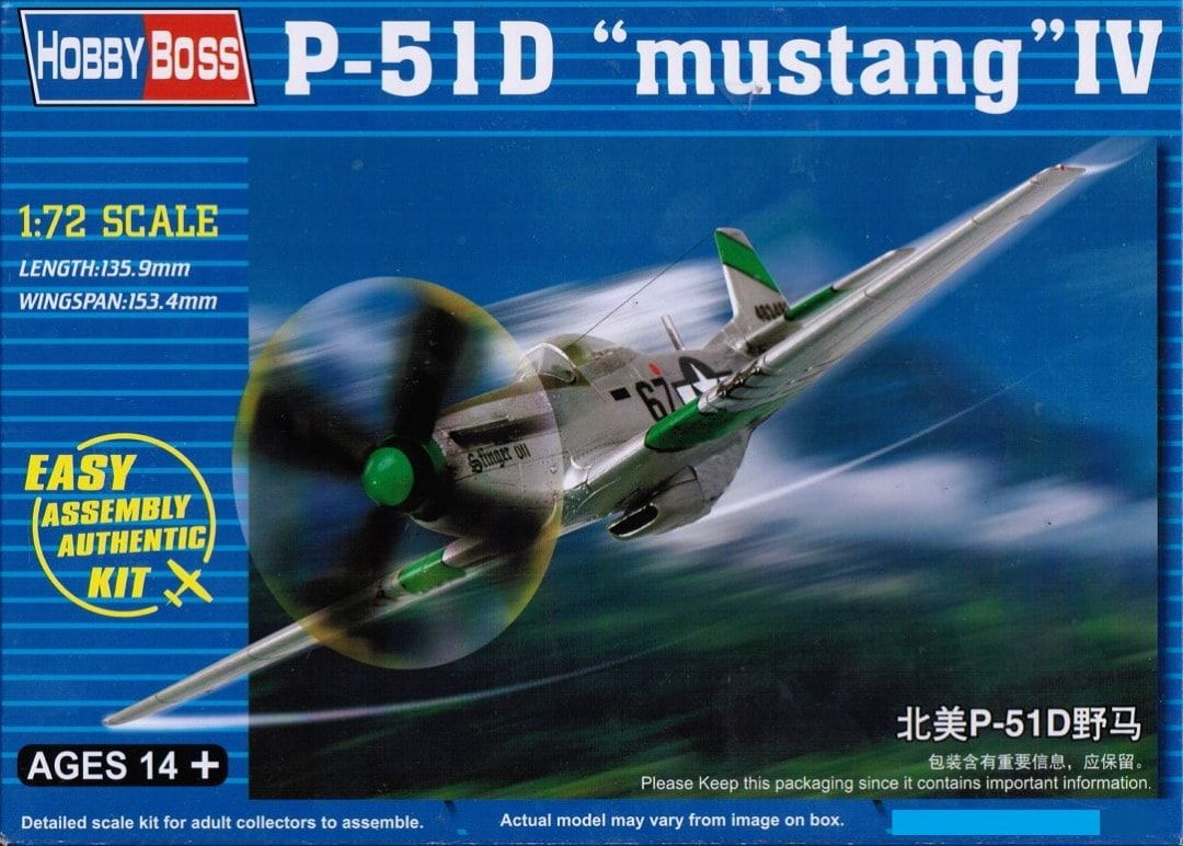 Hobby Boss 1/72 P-51D "Mustang" IV Easy Assembly 80230