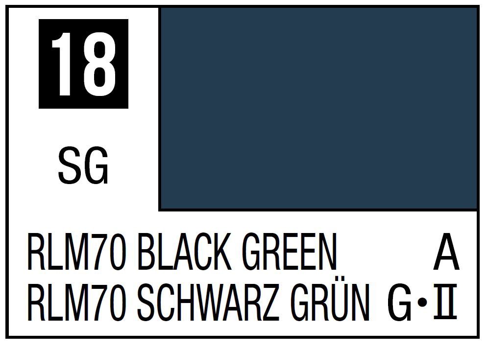 Mr Hobby Mr. Color C018 RLM70 Black Green - (Semi Gloss) 10ml
