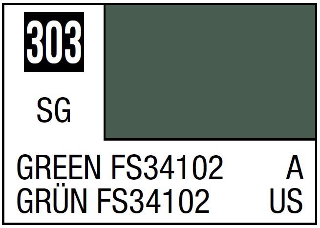 Mr Hobby Mr. Color C303 FS34102 Green  - (Semi Gloss) 10ml
