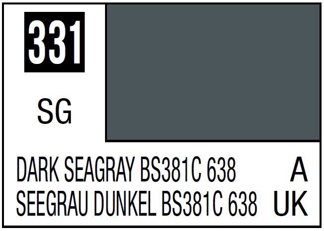 Mr Hobby Mr. Color C331 BS381C/638 Dark Sea Grey - (Semi Gloss) 10ml