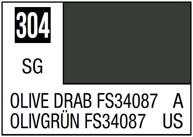 Mr Hobby Mr. Color C304 FS34087 Olive Drab  - (Semi Gloss) 10ml