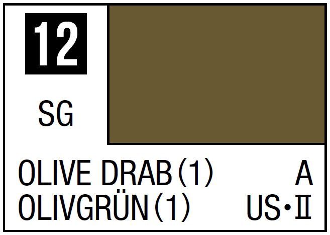 Mr Hobby Mr. Color C012 Olive Drab (1) - (Semi Gloss) 10ml
