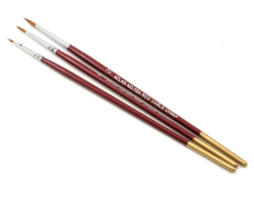 Atlas Brush Set #58A 3pc Red Sable Size 5/0,0,2