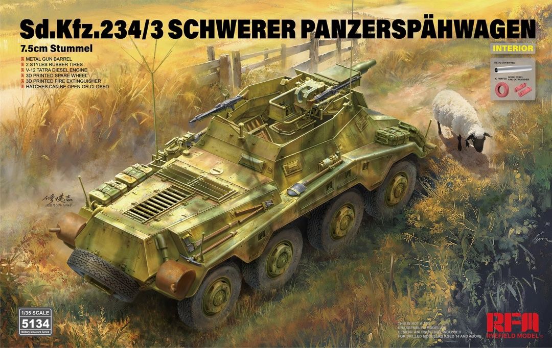 Rye Field 1/35 Sd.Kfz. 234/3 Schwerer Panzerspähwagen 7.5cm Stummel 5134