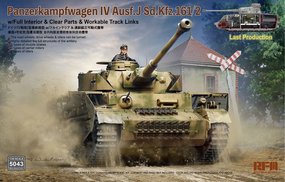 Rye Field 1/35 Panzerkampfwagen IV Ausf.J Sd.Kfz.161/2 Last Prod. w/ Full Int &amp; Clear Parts &amp; Workable Track Links 5043