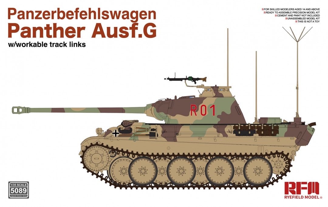 Rye Field 1/35 Panzerbefehlswagen Panther Ausf.G w/Workable Track Links 5089