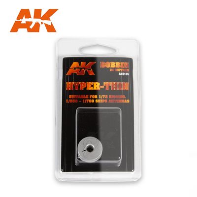 AK Interactive  Elastic Rigging Bobbin Hyper-Thin for 1:72 / 1:360 / 1:700 - 20m / 66ft 9135