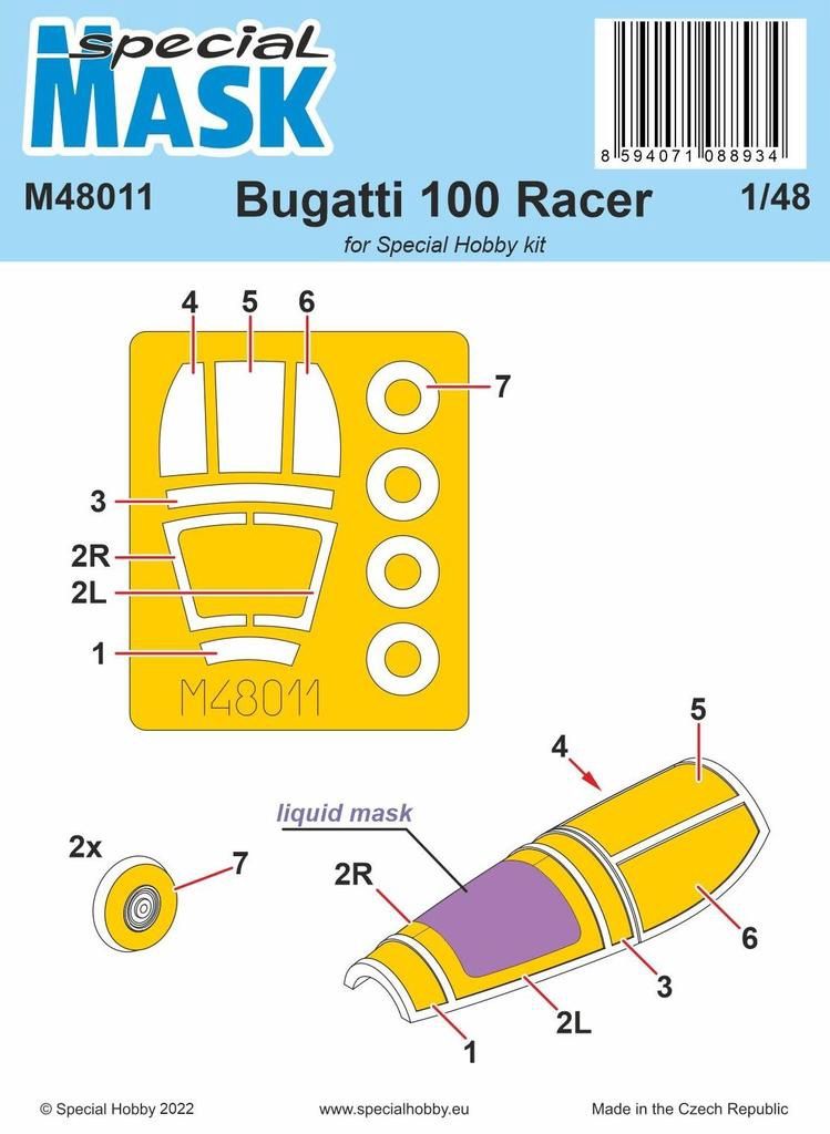 Special Hobby 1/48 Paint Mask for Bugatti 100 Racer M48011