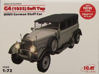 ICM 1/72 G4 (1935) Soft Top WWII German Staff Car (Snap Fit) 72472