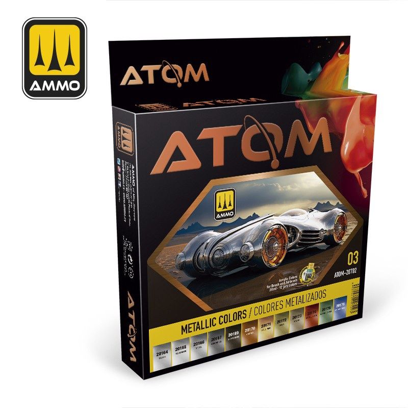 AMMO by Mig ATOM Metallic Colors Paint Set 20702