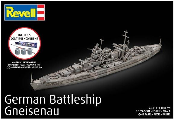 Revell 1/1200 German Battleship Gneisenau Starter Kit 75181