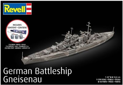 Revell 1/1200 German Battleship Gneisenau Starter Kit 75181
