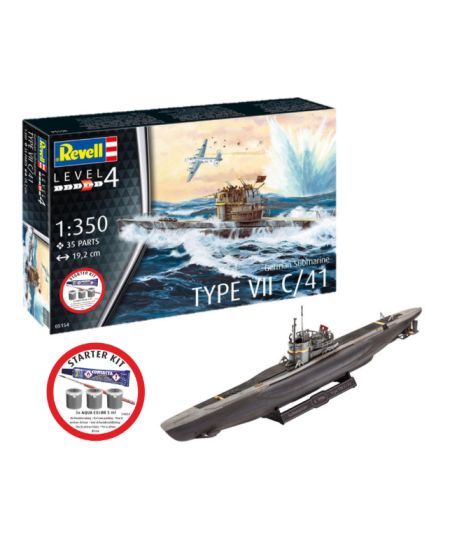 Revell 1/350 German Submarine Type VII C/41 Starter Kit 75154