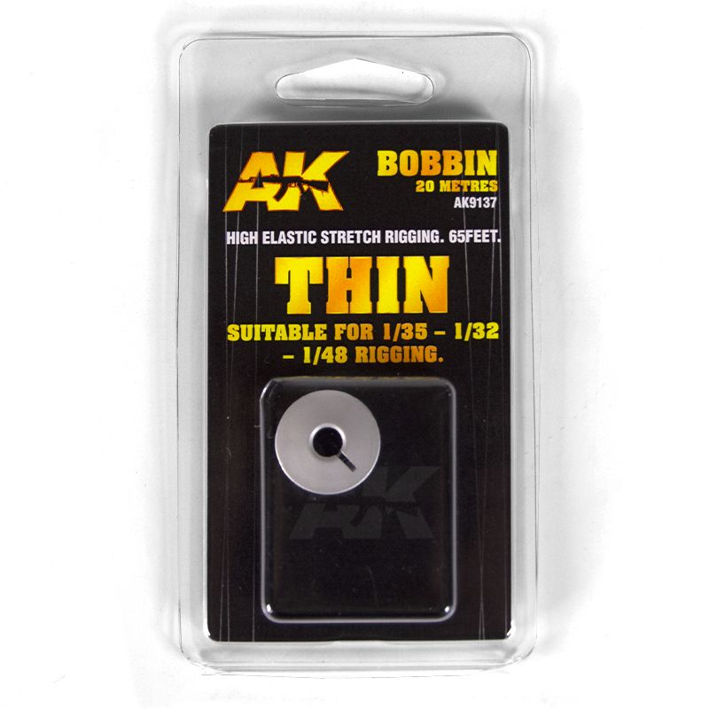 AK Interactive Elastic Rigging Bobbin Thin for 1:35 / 1:32 / 1:45 - 20m / 66ft 9137