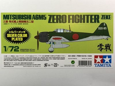 Tamiya 1/72 Mitsubishi A6M5 Zero Fighter (Zeke) Silver Color Plated 10316