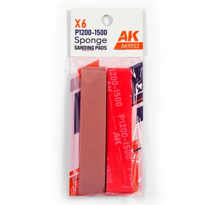 AK Interactive P1200-1500 Sponge Sanding Pads x6 9553