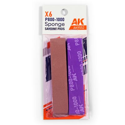 AK Interactive P800-1000 Sponge Sanding Pads x6 9552