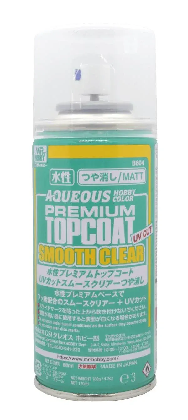Mr Hobby Aqueous Premium Top Coat UV Cut Smooth Clear Matt 170ml Spray B604