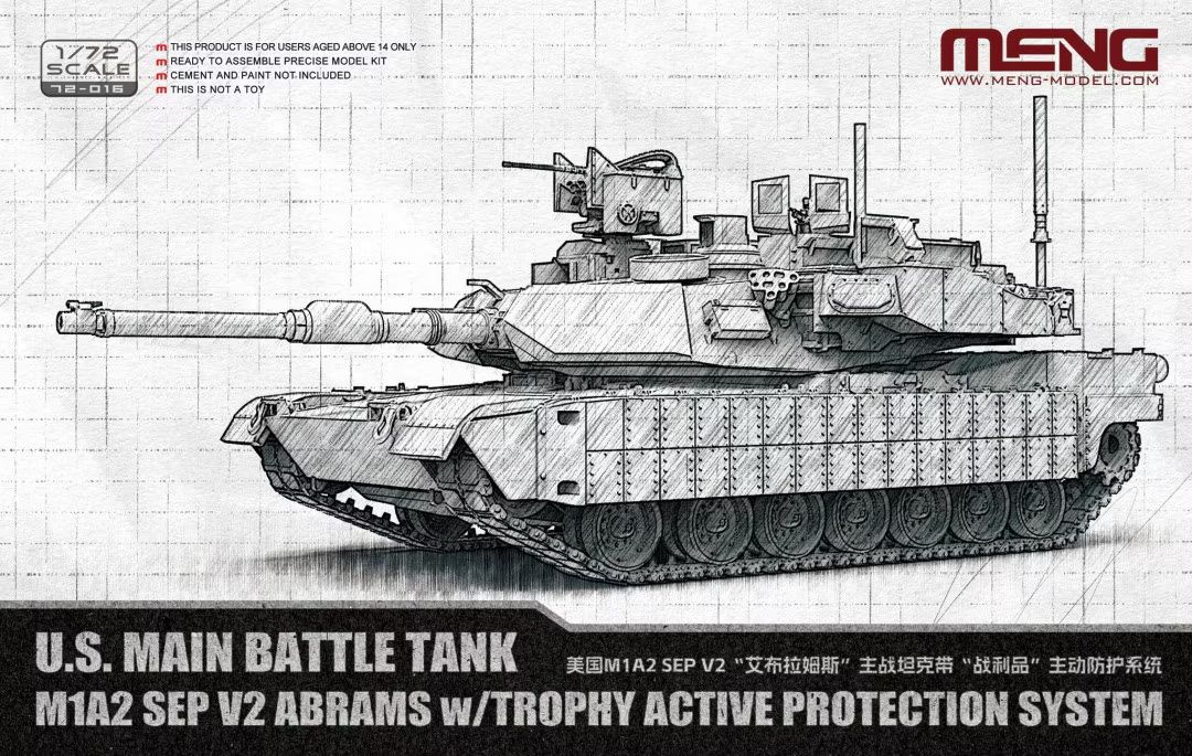 Meng 1/72 M1A2 SEP V2 Abrams w/Trophy Active Protection System 72016