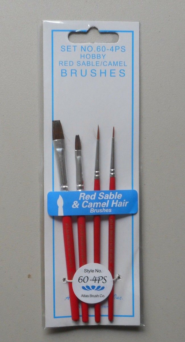 Atlas Brush Set #60 4pc Red Sable Flat/Round