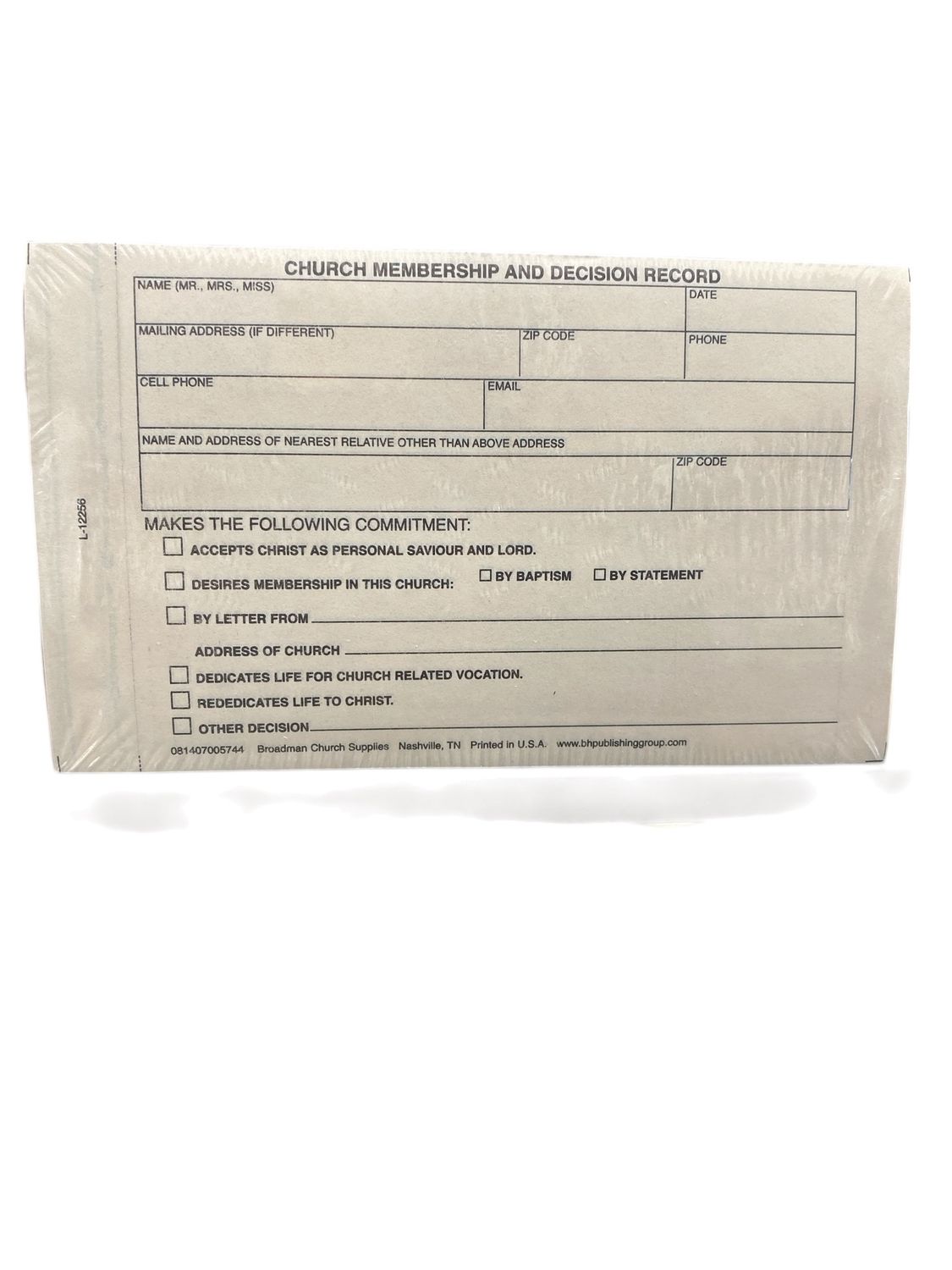 Church Membership and Decision Record