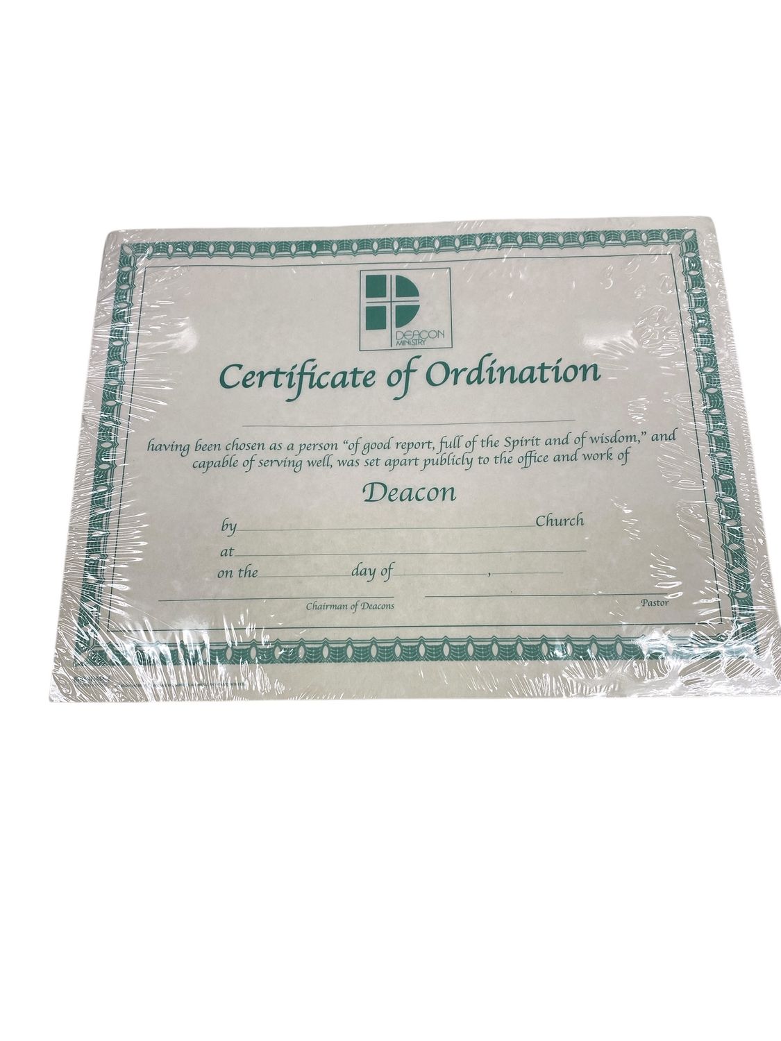 Deacon Certificate of Ordination