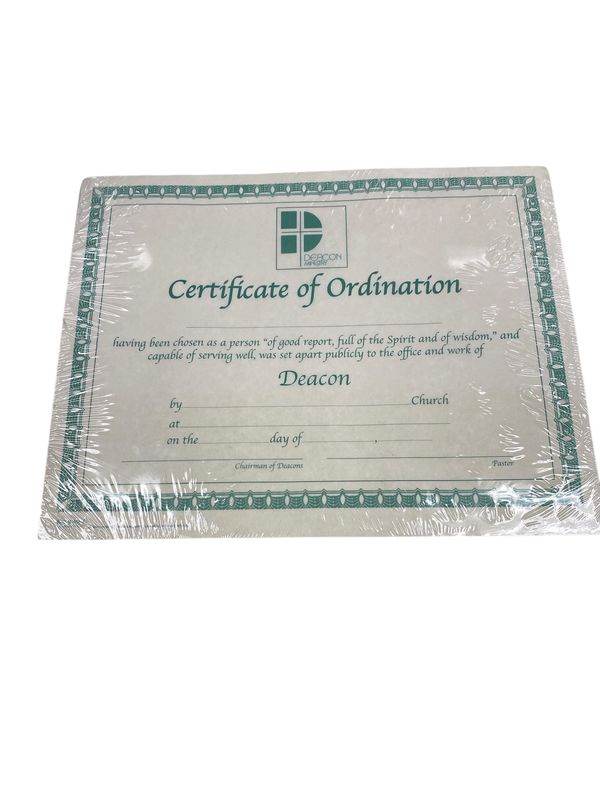 Deacon Certificate of Ordination
