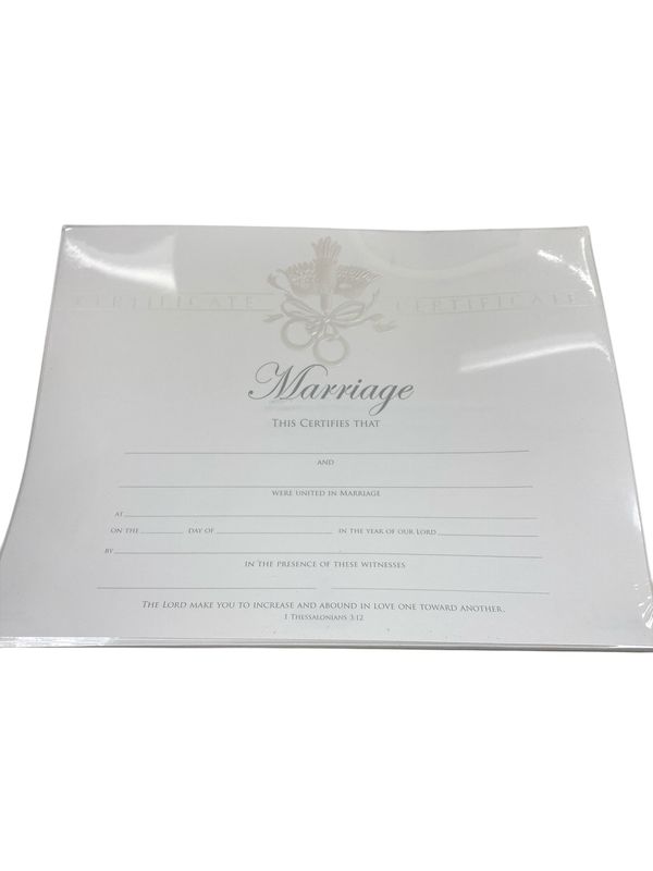 White &amp; Silver Marriage Certificate