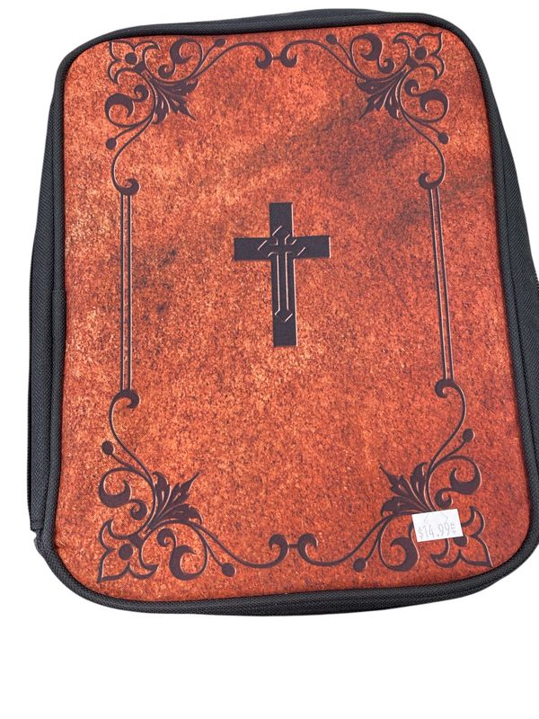 Brown and black bible cover