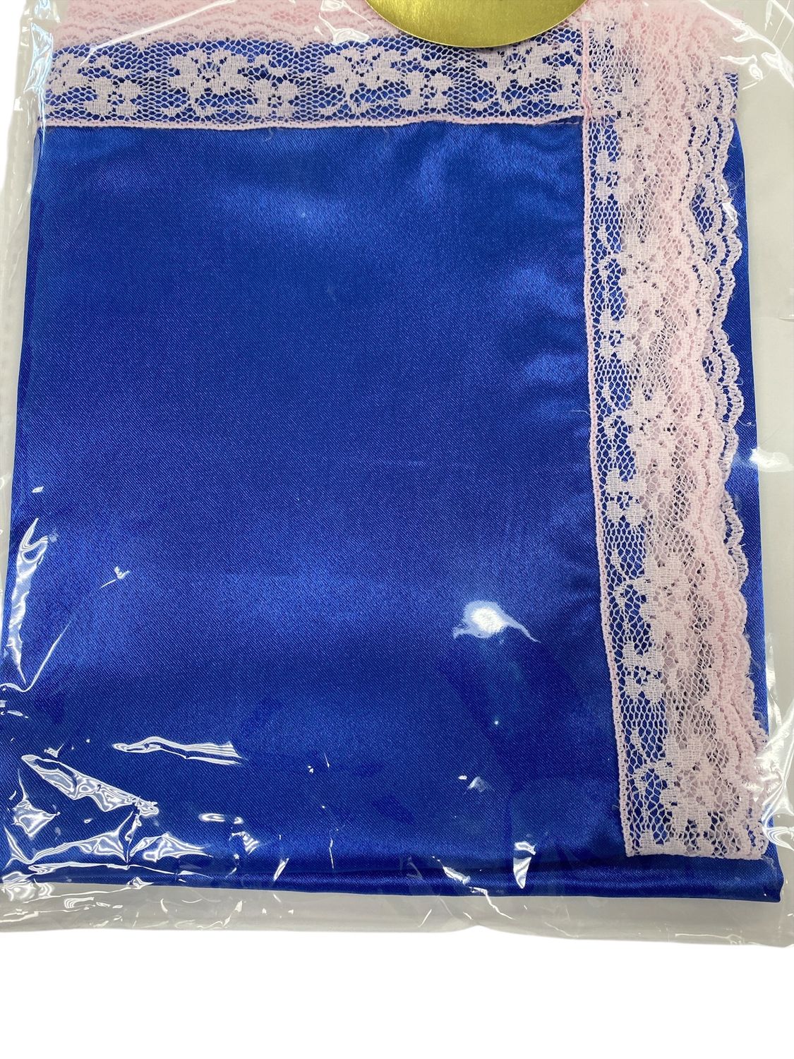 Blue Lap Scarf with Pink Trimming