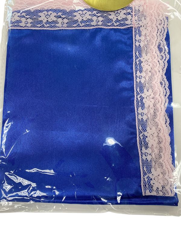 Blue Lap Scarf with Pink Trimming