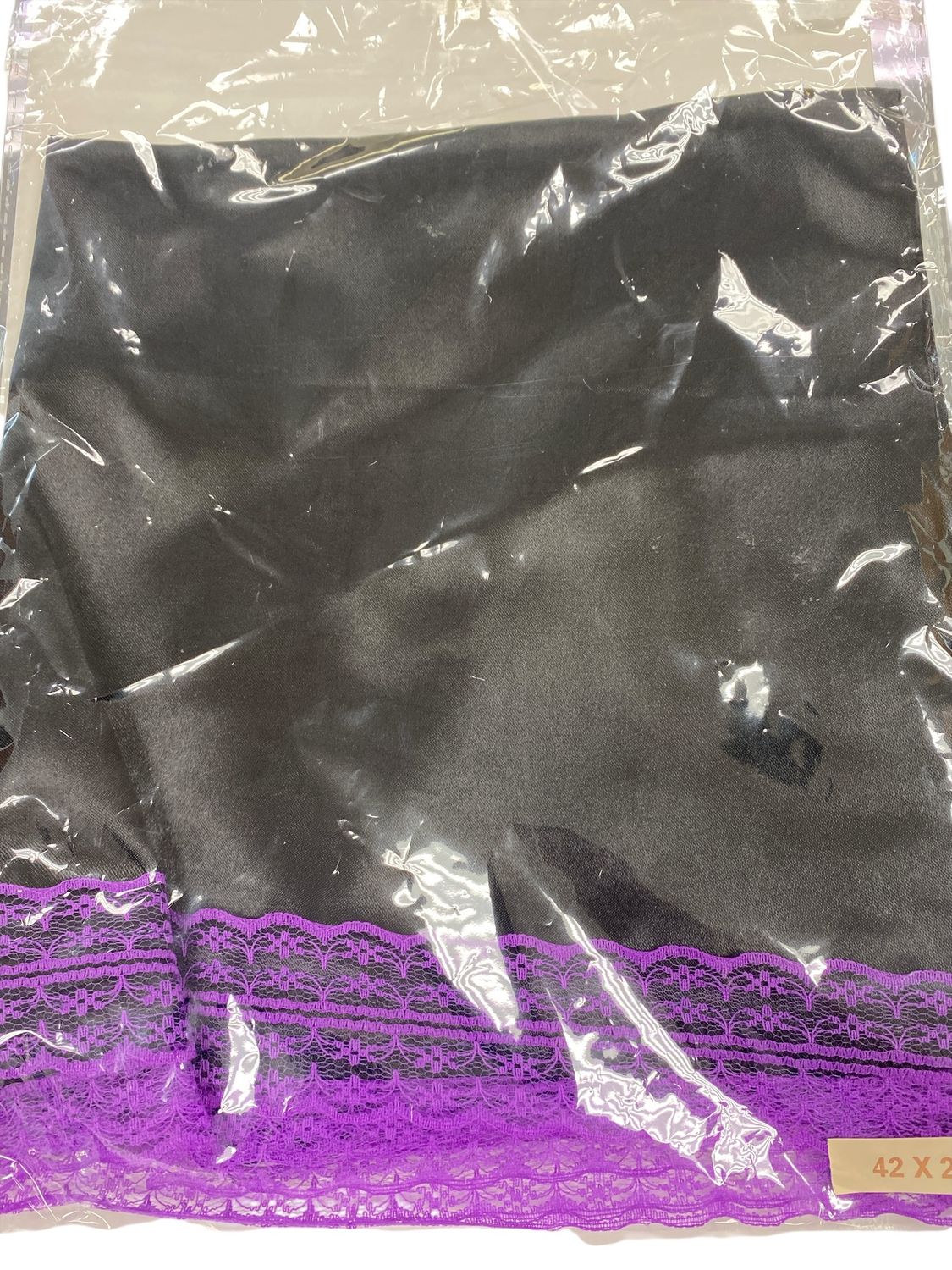 Black Lap Scarf With Purple Trimming