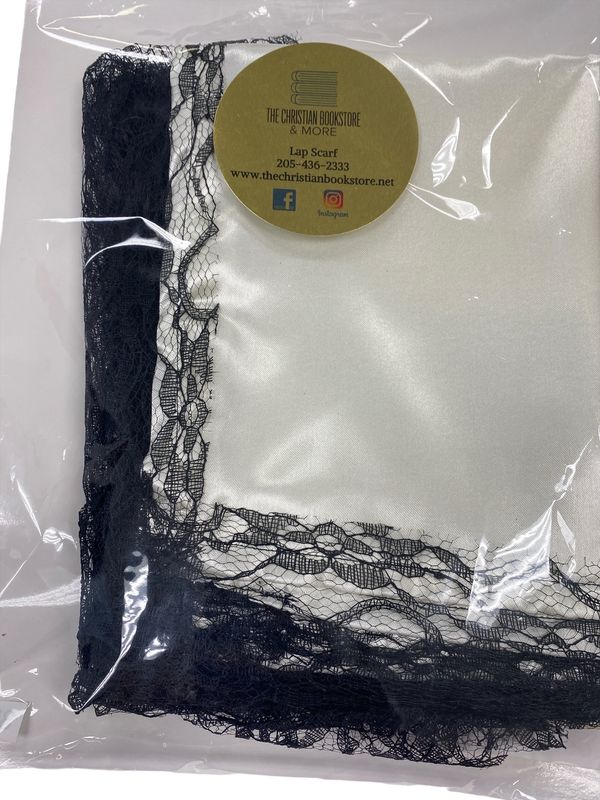 Off White Lap Scarf With Black Trimming