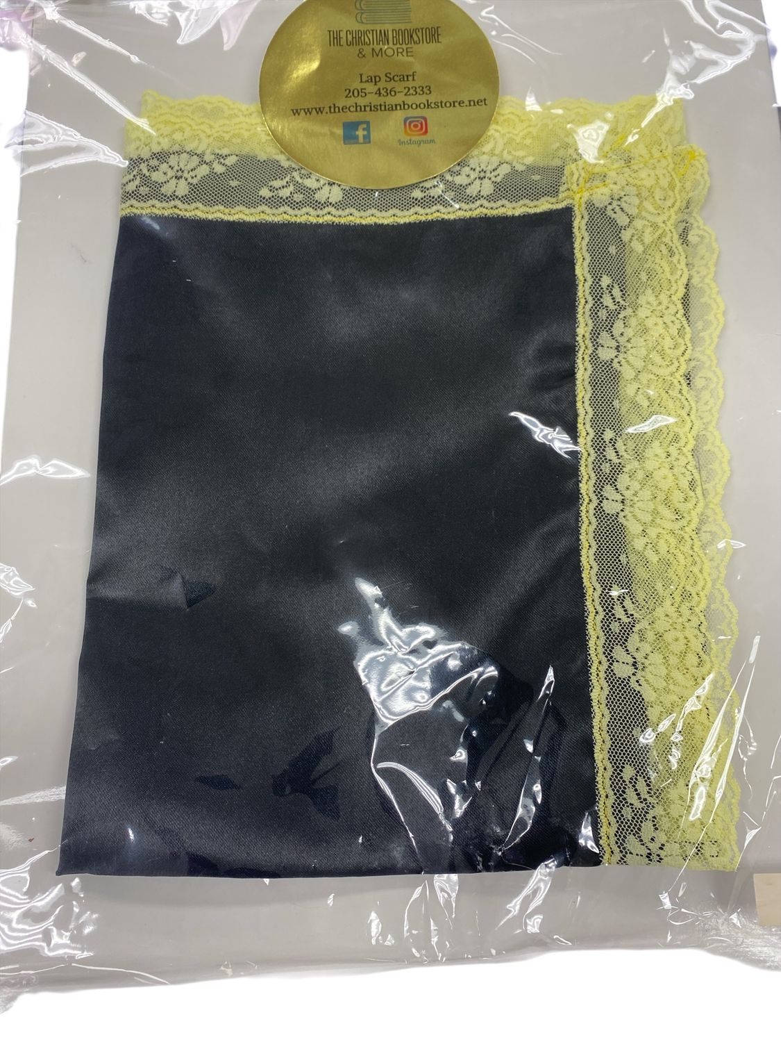 Black Lap Scarf With Yellow Trimming