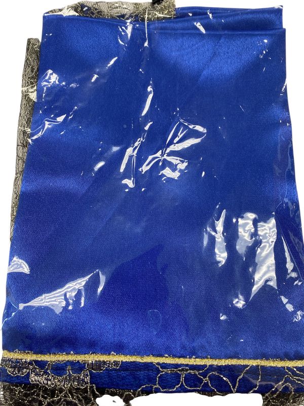 Blue Lap Scarf  with Black,Silver and Gold Trimming