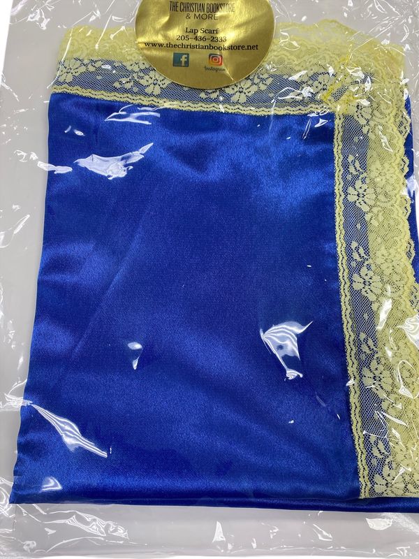 Blue Lap Scarf with Yellow Trimming