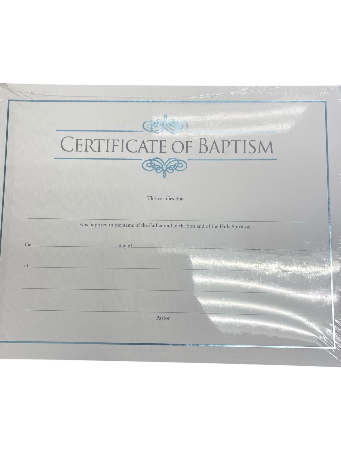 Blue Baptism Certificate