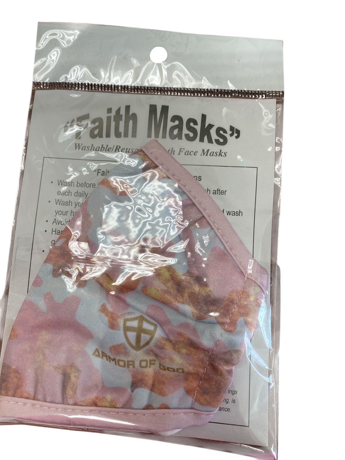 Rose Gold Camo Armor of God face mask