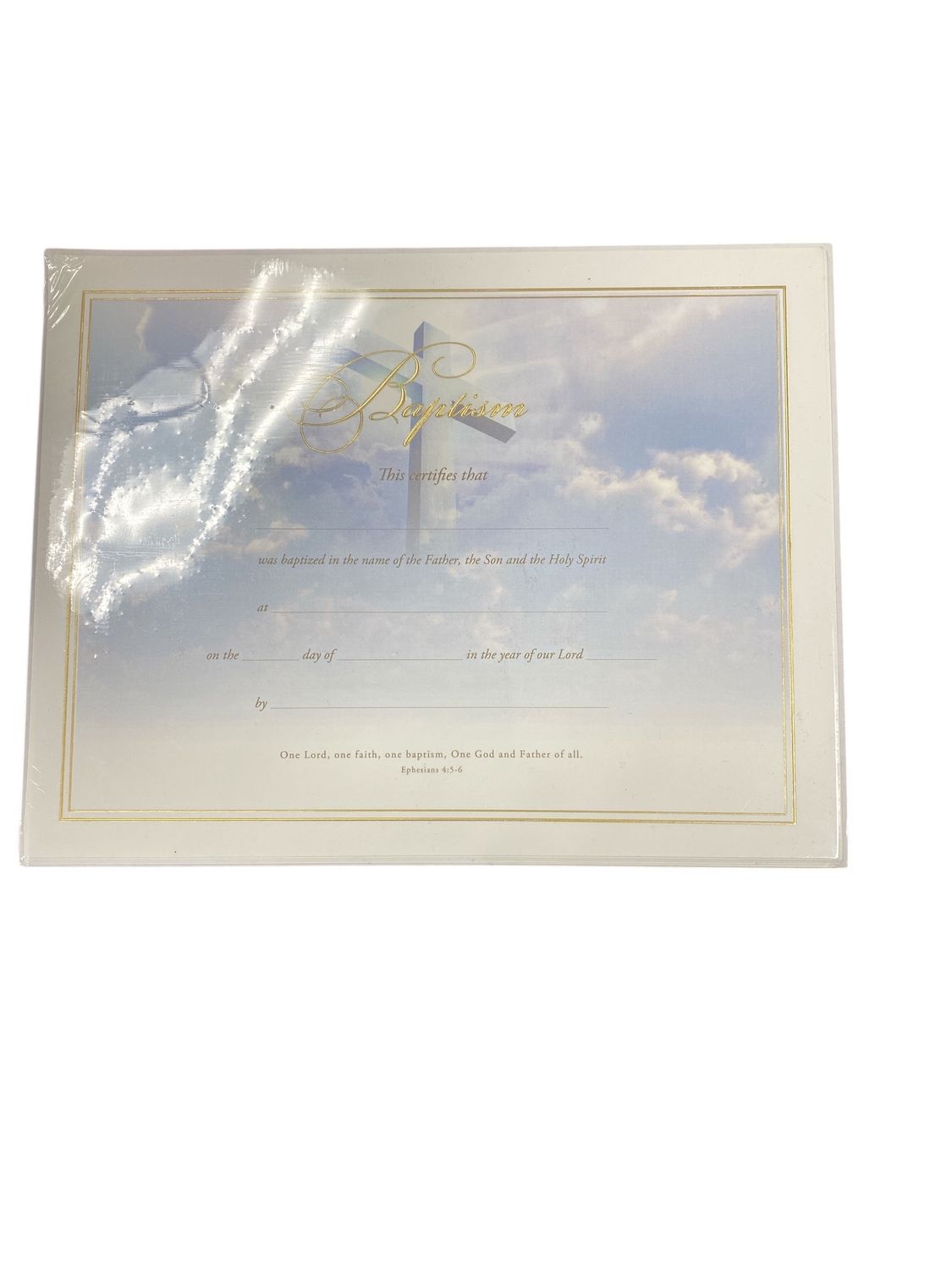 Gold Foil Embossed Certificate of Baptism