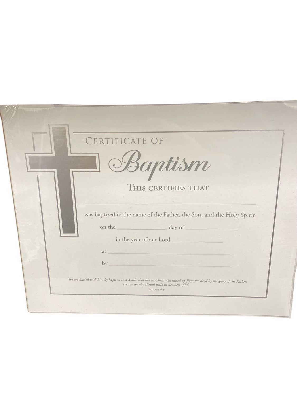 Silver Foil Embossed Baptism Certificates