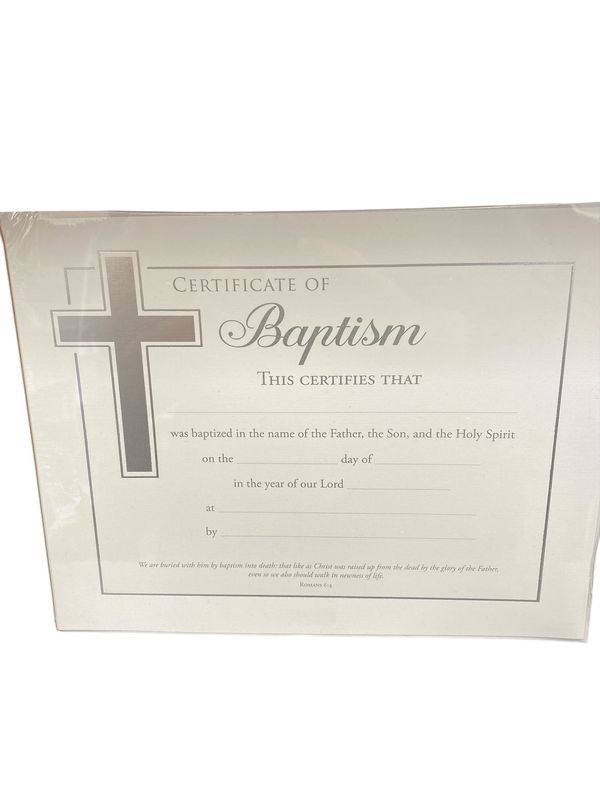 Silver Foil Embossed Baptism Certificates