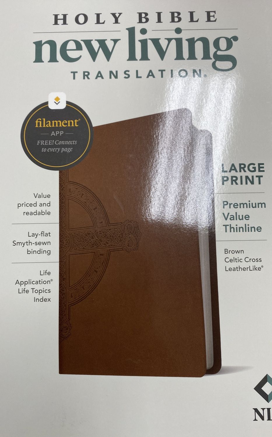 NLT Large Print Thinline Brown Celtic Leatherlike