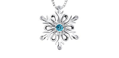 Corona Pulse Blue Topaz Snowflake Sterling Silver Necklace .02TW DD2961