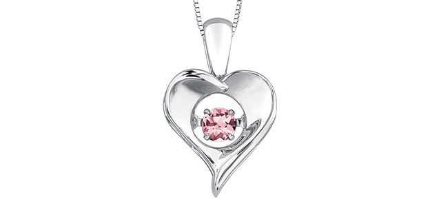 Corona Pulse Pink Topaz Sterling Silver Heart Necklace DX664