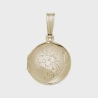 Nuco Charm Gold Plated - Round with Flower Design Locket