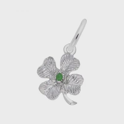 Nuco Charm Sterling - Four Leaf Clover with Green Stone