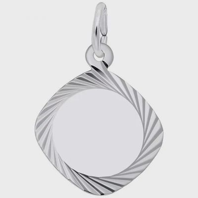 Nuco Charm Sterling - Small Square Diamond Faceted Disc